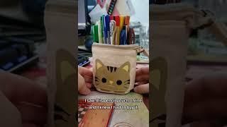 Cat Sliding Pencil Case - Fun Cat Pen Pencil bag case