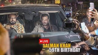 Salman Khan arrives with Full Security to Celebrate his 59th Birthday | CRAZY Moment | Look at Fans