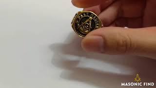 Vintage Past Master Masonic Signet Ring With Gold Colored Titanium Stainless Steel