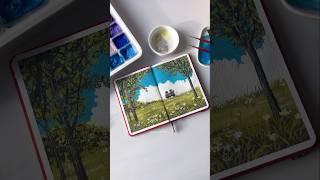 Nature painting using Himi Jelly Gouache #art #artshorts #shortviral #painting #gouache