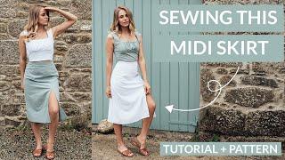 Sewing a midi skirt! DIY high waisted midi skirt with leg split + pattern | NH Patterns Sarah skirt