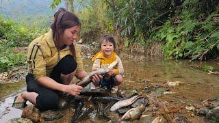 Harvesting orange groves and catching stream fish to sell - single mother