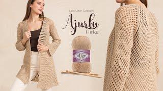 Alize Cotton Gold ile Ajurlu Hırka • Lace Stitch Cardigan • Ажурный Кардиган