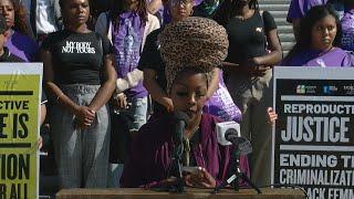 Nancy Davis at abortion rights gathering outside Louisiana State Capitol