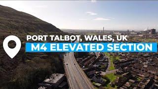 Port Talbot, M4 Motorway, Elevated Section - 4K Drone Footage