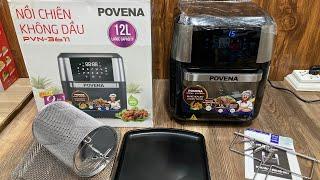 Povena 12Ltr Air fryer Oven, Multifunction 9 in 1 imported high quality Air fryer Oven, bake air fry