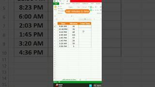 How to add minutes to time in Excel tips and trick #exceltips #tutorial #shortvideo
