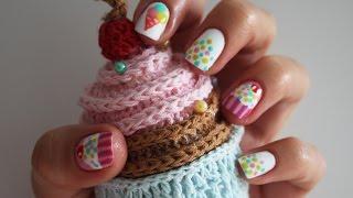 Easy SWEET BAR nail design with Cupcake