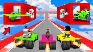 SHINCHAN AND FRANKLIN TRIED THE SANTA CHRISTMAS GIFT MEGA ROAD RAMP PARKOUR CHALLENGE GTA 5