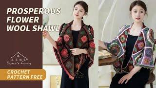 【EN2399】Prosperous Flower Wool Shawl Crochet Tutorial | Chinese Aesthetics Series | Susan's Family