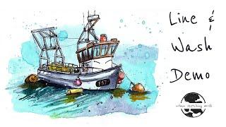 8 Tips for Line and Wash Sketch | Painting a Boat in Watercolor