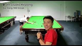 100 break Aw Yong vs Fai. JH Studio Kepong. 23rd July 2023. O'Min Cues. LEGEND TIP.