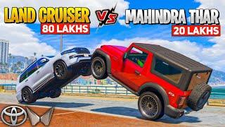 GTA 5: Land Cruiser (80 Lakhs) 2023 Vs Mahindra Thar (20 Lakhs) 2022  Shocking Results!