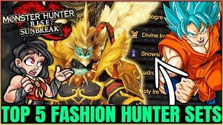 5 INSANE New Layered Armor Sets - Golden Glory & Goku - Monster Hunter Rise Sunbreak! (Fashion Hunt)