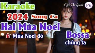 Karaoke Hai Mùa Noel | Bossa | Tone Song Ca (C,Tp:110) | Quốc Dân Karaoke