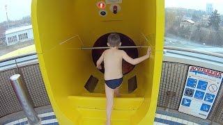 Yellow Switchback Water Slide at Aquapark Olomouc