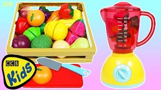 LEARN Fruit Slime Slime Smoothie Blender & Toy Velcro Cutting Frutas e Veggies! | CCB