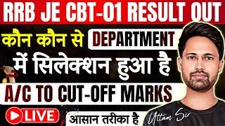 RRB JE 2024 CBT-1 Result OutOfficial Updateकितने Department में Selection हुवा है कैसे पता करे