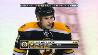 Milan Lucic scores a natural hat trick vs Florida 11/18/10 1080p HD