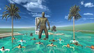 Giant Zombie in Swiming Pool City | Funny Gameplay Indian Bikes Driving 3d 