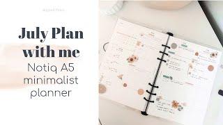 Plan with me | July 2022 | A5 Notiq Minimalist planner setup