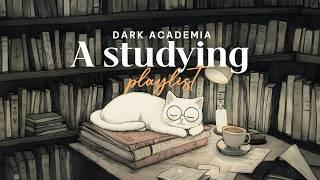 a dark academia playlist with rain to study through the night