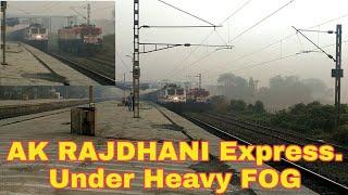 AK RAJDHANI Express Under HEAVY FOG Thrashing through Bhilad Station .!!