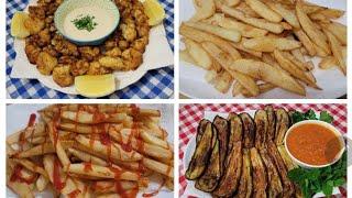 طريقة تحضير المقالي بكل التفاصيل French fries, Fried eggplant, cauliflower and tomatoes