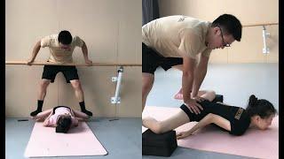 Strict flexibility training in Chinese Dance School