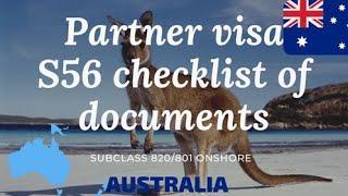 Australian Partner Visa - Subclass 820  | S56 Checklist of Documents