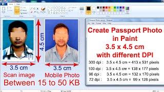 Resize Passport size Photo in Paint into 3.5 x 4.5 cm below 50 KB JPEG format for Online Form 