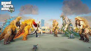 Godzilla, Nuclear Godzilla and Gigan vs Mechagodzilla Team - GTA V Mods