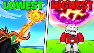 LOWEST To HIGHEST Damage In Blox Fruits..