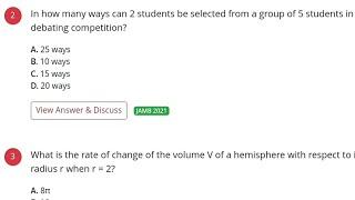 2021 JAMB Question 2 | Combinations