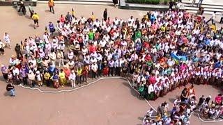 Flashmob Forms Map of Ukraine: Residents of Zhytomyr take part in patriotic rally