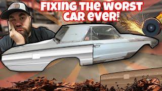 FIXING THE WORST CAR EVER! RUST REPAIR ON A BUDGET! CUTTING OUT & MAKING PATCH PANELS FOR CHEAP!