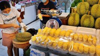 Durian Cutting Skills  Exotic Fruits, Stinky fruit | Or Tor Kor Market Thailand Street Food Bangkok