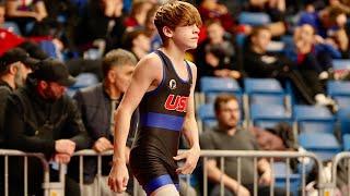 U15 Khalid Tavzarkhanov (FRA) vs Zandon Ness (USA) 44kg. Freestyle boys youth wrestling.