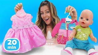 ¿Vamos a elegir vestidos con bebé Amelia? Como mamá. Juegos con bebés.