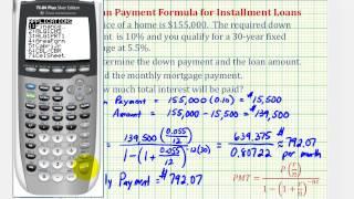 Ex 1: Find a Monthly Mortgage Payment with a Down Payment