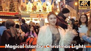 ISTANBUL TURKEY CHRISTMAS LIGHTS 2024 4K WALKING TOUR AROUND KADIKOY MARKET