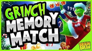 The Grinch's Memory Match Challenge 🟢| Kids Christmas Brain Break