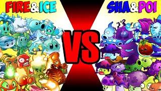 Team FIRE & ICE vs SHADOW & POISON - Who Will Win? - PvZ 2 Team Plant Battlez