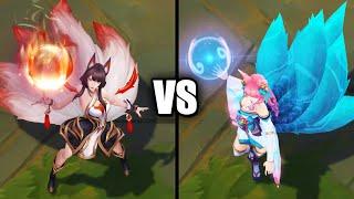 Risen Legend Ahri vs Spirit Blossom Ahri Skins Comparison (League of Legends)