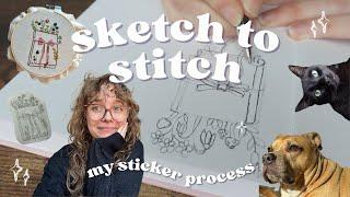 How I Create My Best Selling Embroidery Stickers from Sketch to Stitch