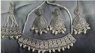 Silver Shade Zircon Bridal sets Indian Pakistani Jewellery Wedding Sets perfect for all occassions