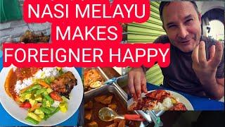 NASI MELAYU MAKES FOREIGNER HAPPY / EATING TRADITIONAL MALAY FOOD / FOOD VLOG PENANG, MALAYSIA