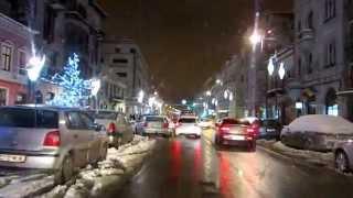 Winter night scenery Christmas lights Cluj Napoca