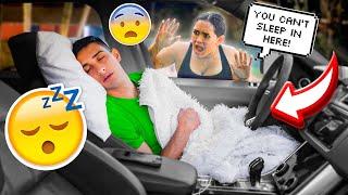 SLEEPING In The CAR To See How My Girlfriend Reacts! **CUTE**