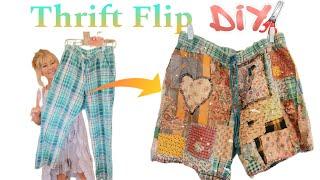 How To Make High End Patchwork Shorts From PJ Pants and Fabric Scraps